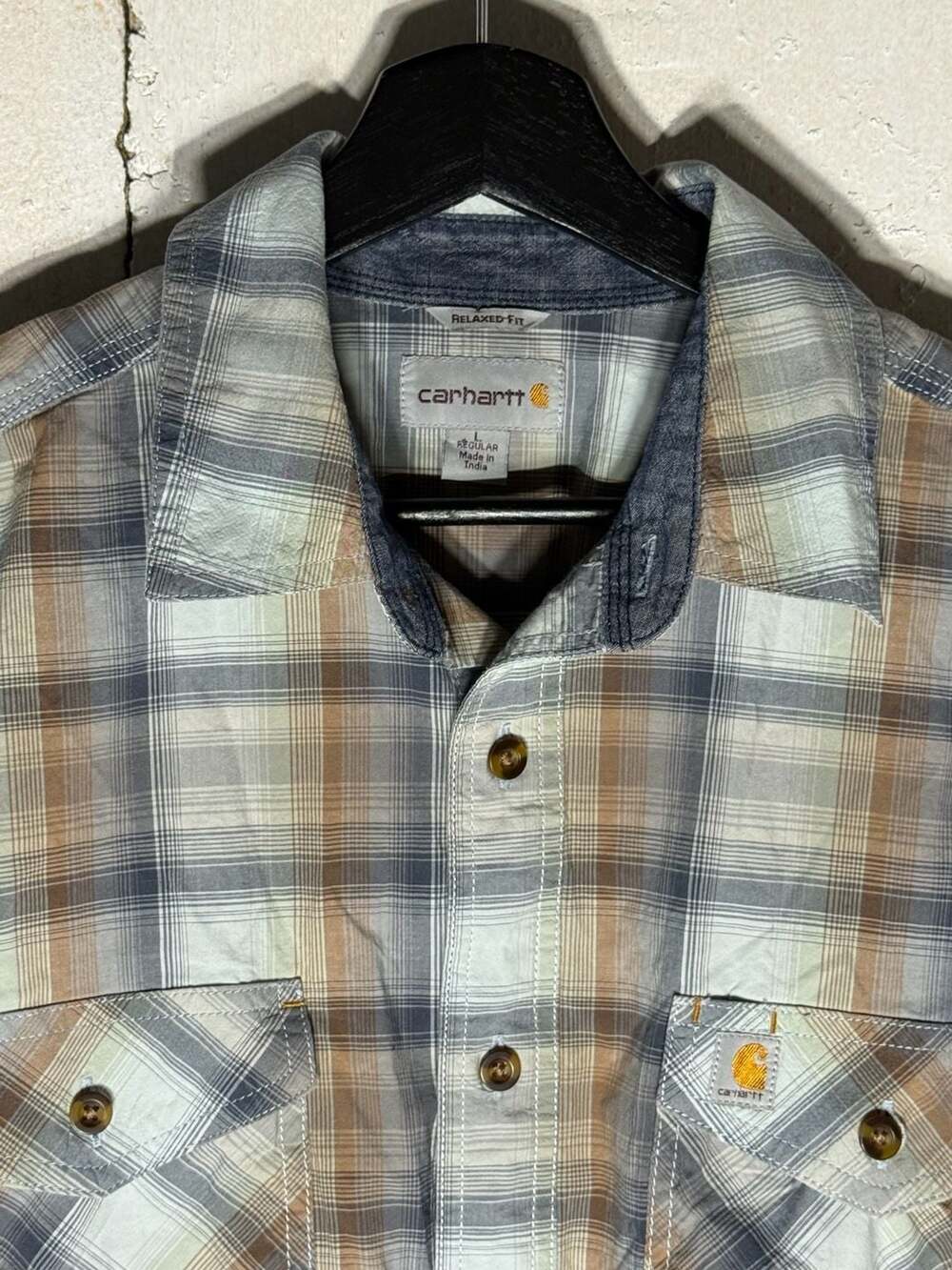 Carhartt Relaxed Fit Rugged Flex Short Sleeve Plaid Shirt Men's Large - Picture 3 of 6